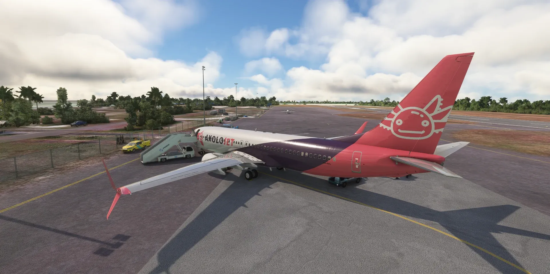 Boeing 737 de Axolojet en plataforma, listo para abordar