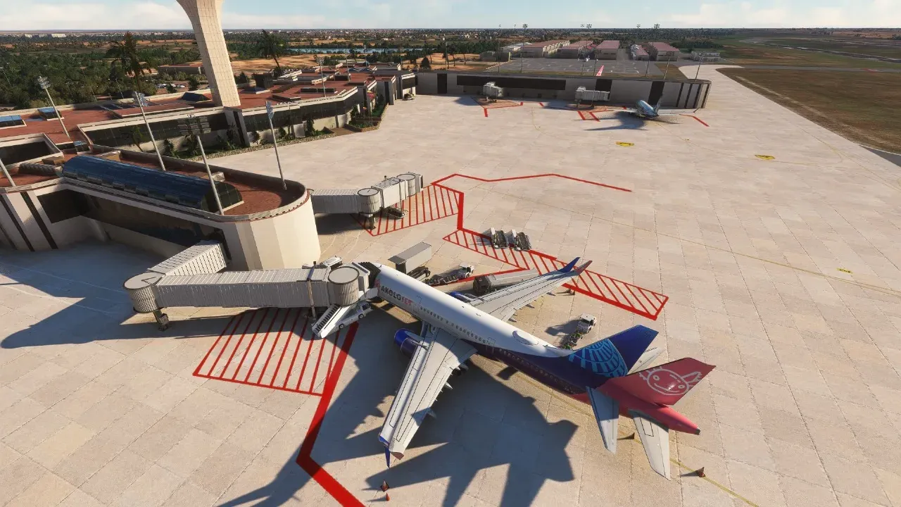 Axolojet Airbus A320 seen from above at the terminal