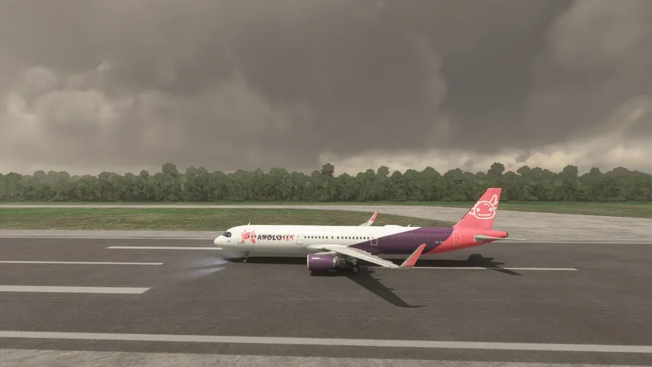 Axolojet Airbus A321 on its takeoff roll