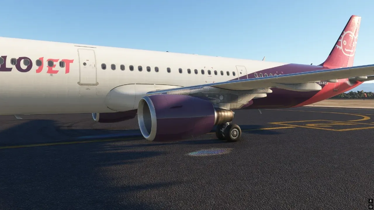 Close-up of the Axolojet Airbus A321 engine