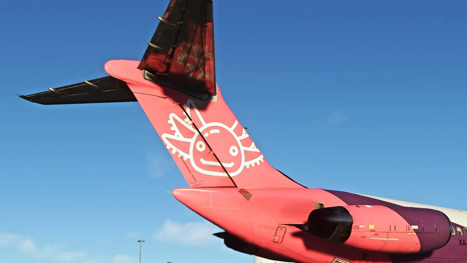Close-up of the axolotl tail of the MD-80